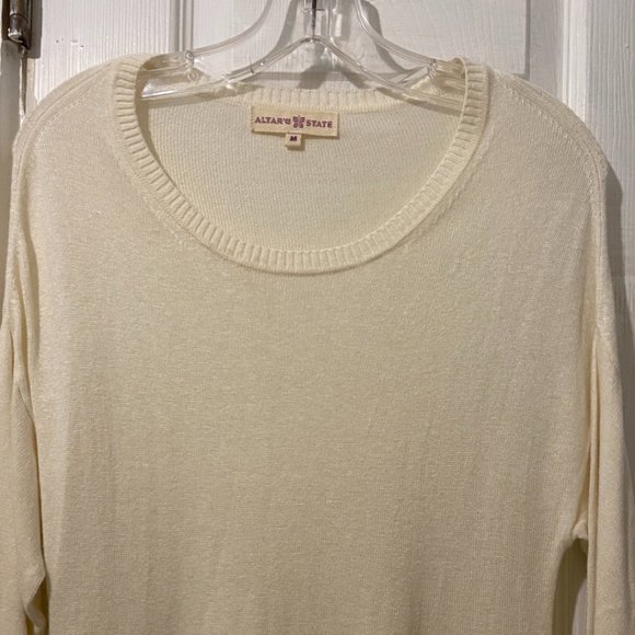 Altar D' State knit cotton sweater white dress sz M - Picture 2 of 6